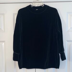 J. Jill Stretch Oversized Black Velvet Crewneck Top size XS